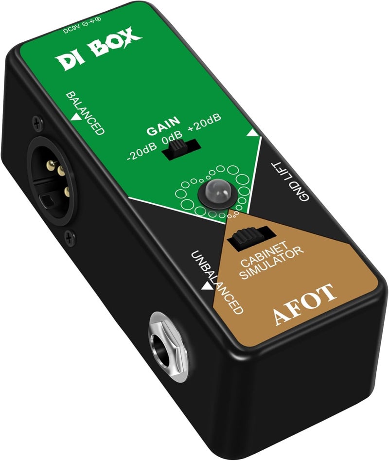 AFOT Di Box Guitar Pedal for Direct Box Signal Converter Matchbox Effect Pedals with Cabinet Simulator 1/4 and XLR Mini Size Ture Bypass - Image 5